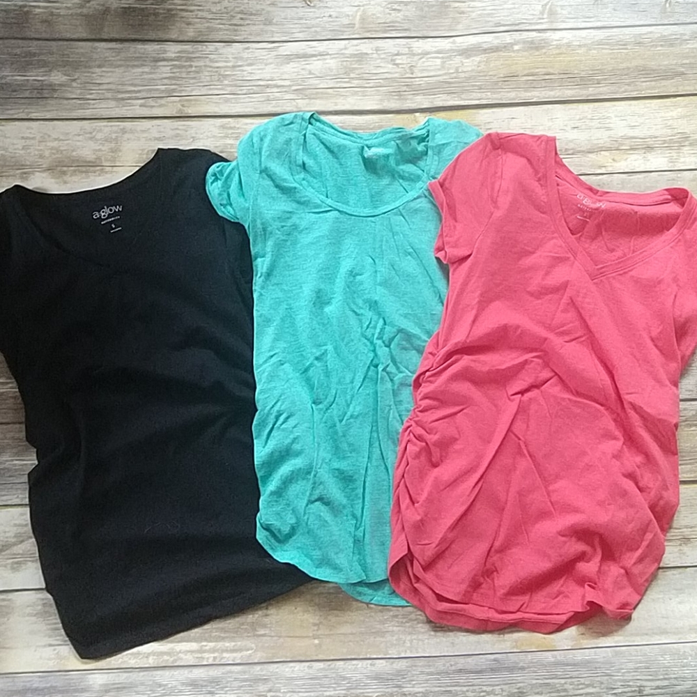 3 short sleeve vneck maternity tees